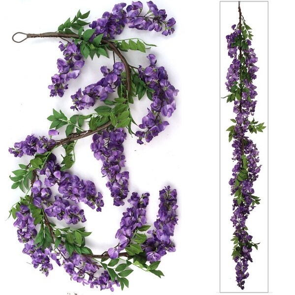 Silk Wisteria Garland 5 Foot with 12 Hanging Flowers.