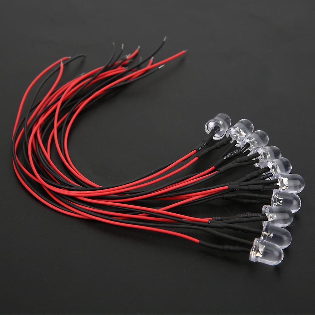 50PCS 12V 8mm Chromatic LED Lamp Beads with 20CM 26AWG Lead for Industrial SuppliesColorful Flash