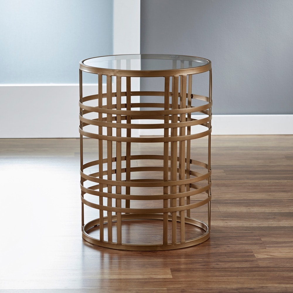 FirsTime   Co. 'Weave' Metal Barrel End Table