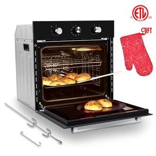 GASLAND Chef 24 in. Built-In Single Electric Wall Oven with Rotisserie 9-Cooking Modes Mechanical Knob Control in Black ES609MB-N1