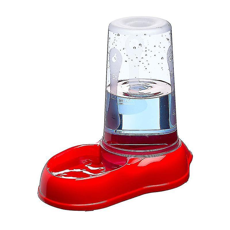 Water Or Food Dispenser For Cats And Dogsdry Food Water 0.6 Liters， Sturdy Plastic 12.5 X 19 X H 19.5 Cm Red