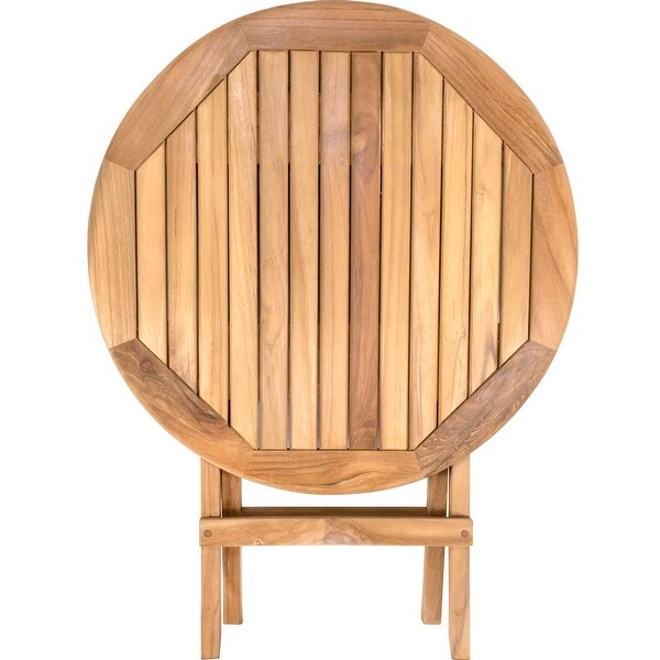 Nordic Style Natural Teak Round Folding Side Table