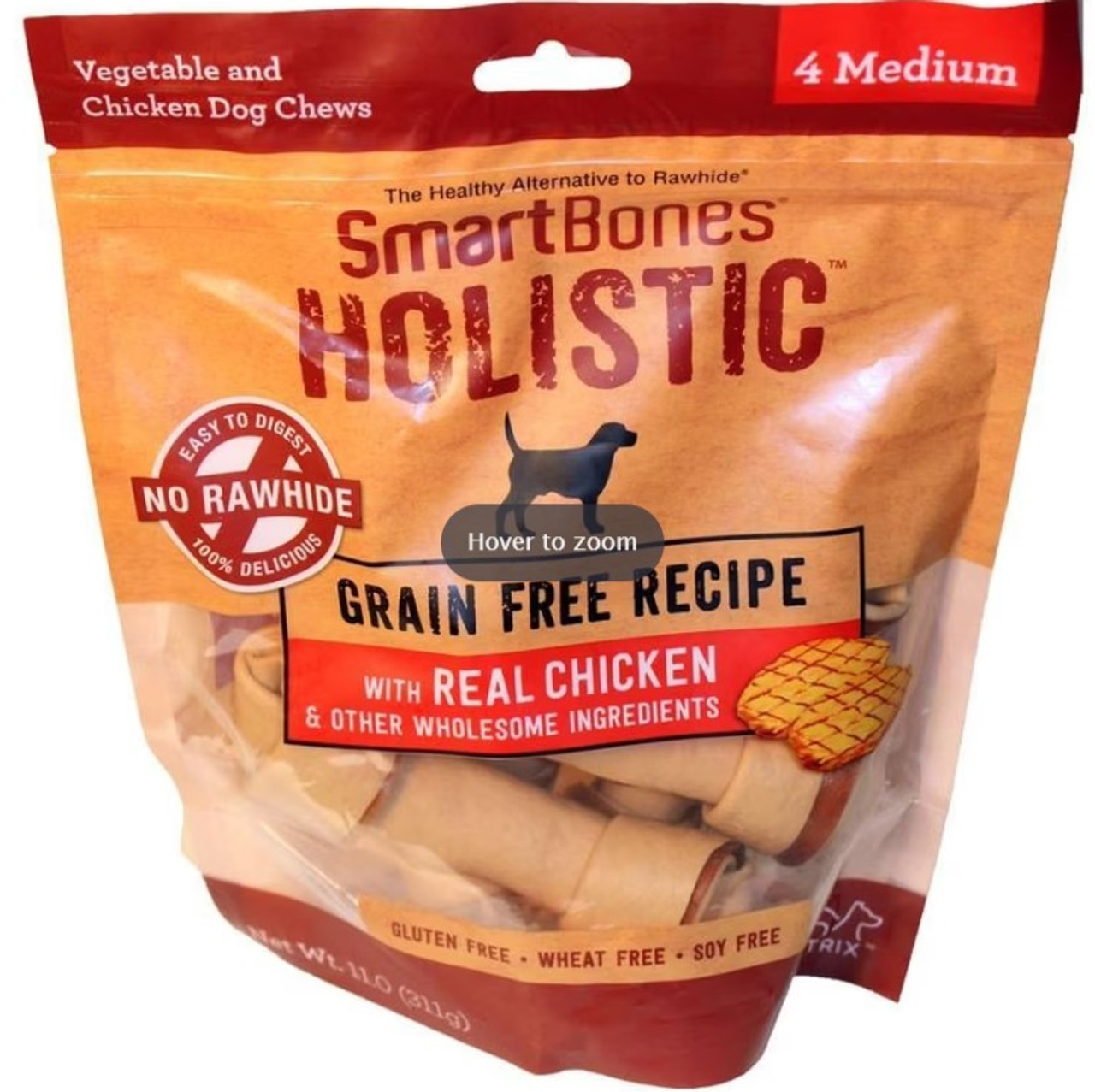 SmartBones Holistic Medium Chicken Bones Grain Free Dog Treats 4 Count