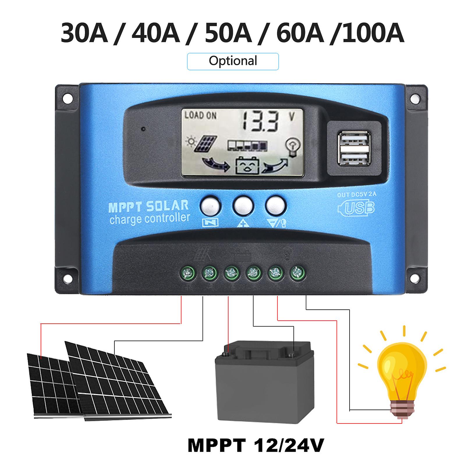 50a 50a Mppt Solar Charge Controller Dual Usb Lcd Display Auto Solar Cell Panel Charger Regulator