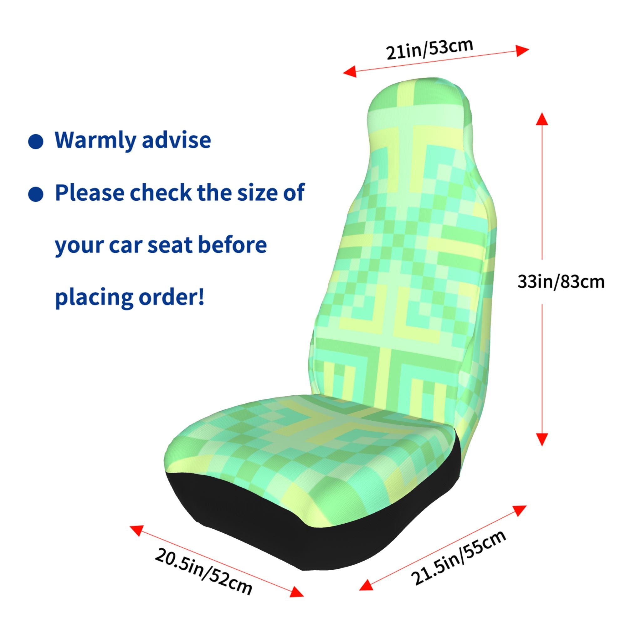 ZICANCN Car Seat Cover Green Geometric Pattern Car Front Seat Covers Protectors ， Automotive Seat Covers for Cars Trucks Suv