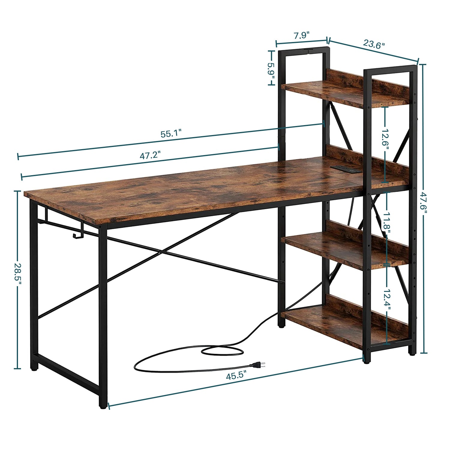 Computer Desk Study Writing Table PC Desk 47 inch/55