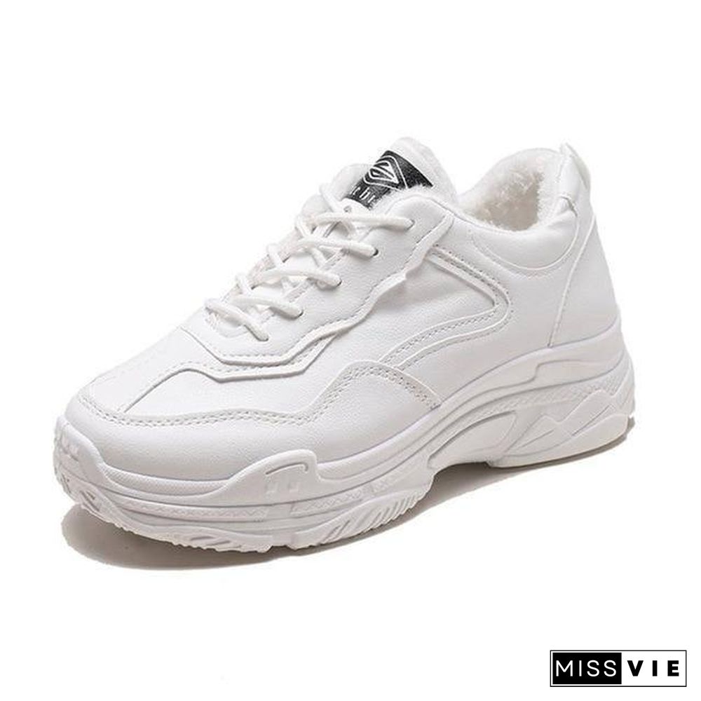 White Women Shoes New Chunky Sneakers For Women Lace-Up White Vulcanize Shoes Casual Fashion Dad Shoes Platform Sneakers Basket