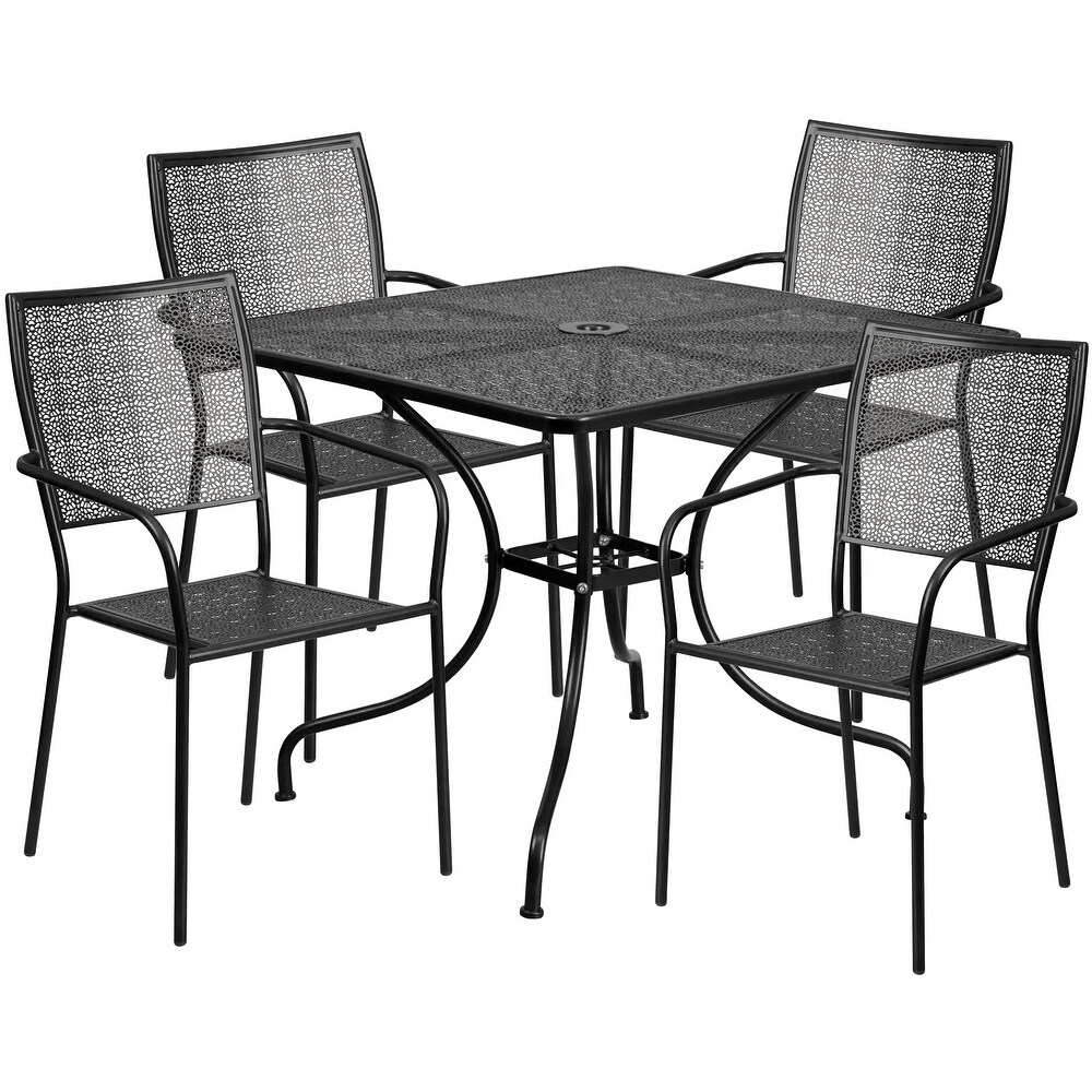 Steel 5 piece 35.5 inch Square Indoor Outdoor Dining Set