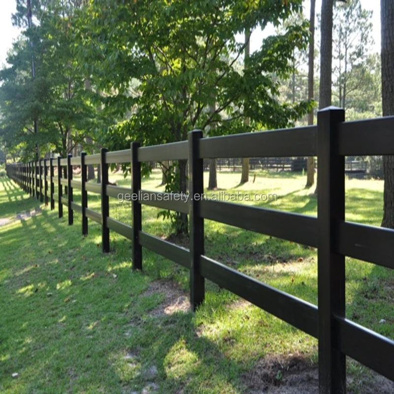 Vinyl Horse Fence Rail Post Plastic PVC Lattice Factory Supply 1.5 X 3.5 Top 3 Rails Black Pvc Coated Cheap Farm Fence Modern