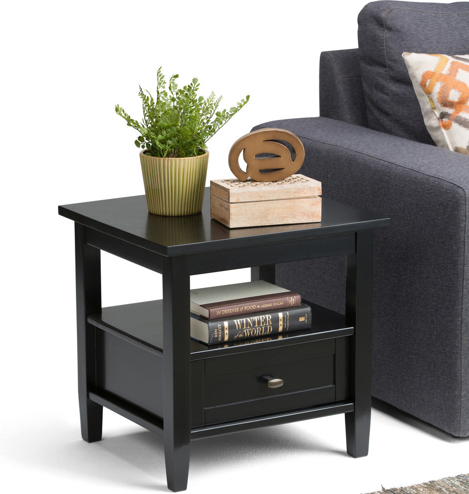 Warm Shaker Solid Wood 20 quotRustic End Side Table   Transitional   Side Tables And End Tables   by Homesquare  Houzz