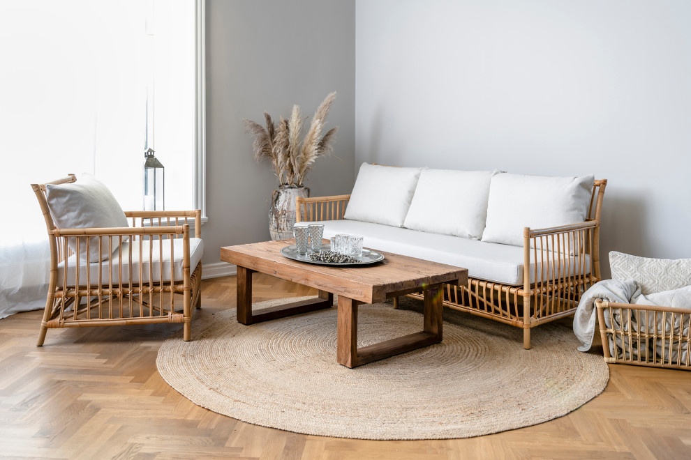 Caroline Rattan Chair Natural  Tempotest White Canvas Seat and Back Cushion   Tropical   Armchairs And Accent Chairs   by Sika Design  Houzz