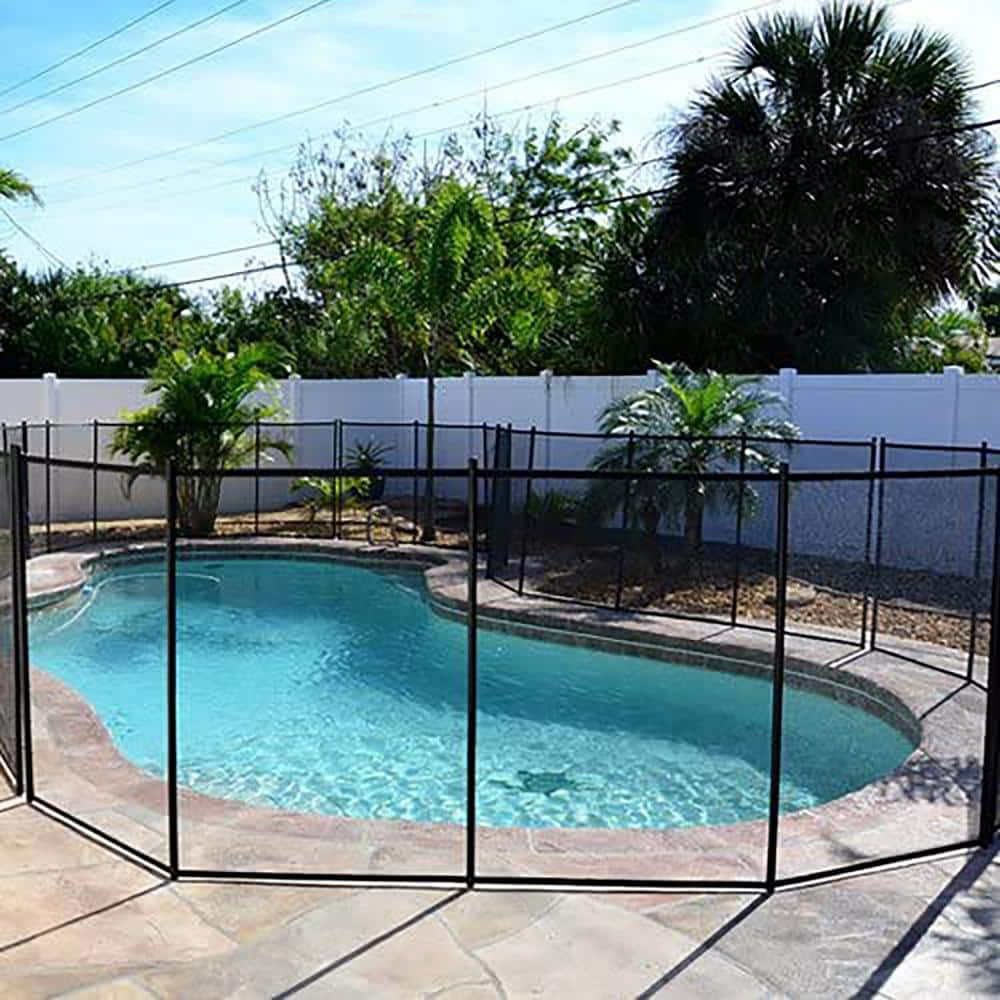 48 in. Farbic Black Garden Fence or Pool Fence with Section Kit and Removable Mesh Barrier CX232GF-BK