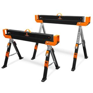 WEN 32 in. H 1300 lbs. Capacity Steel Adjustable Folding Sawhorse with 2 x 4 Support Arms (2-Pack) WA1302