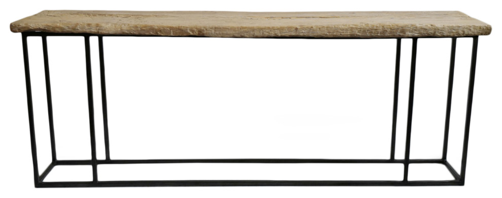 VIntage Raw Plank and Iron Console Table   Industrial   Console Tables   by Design Mix Furniture  Houzz