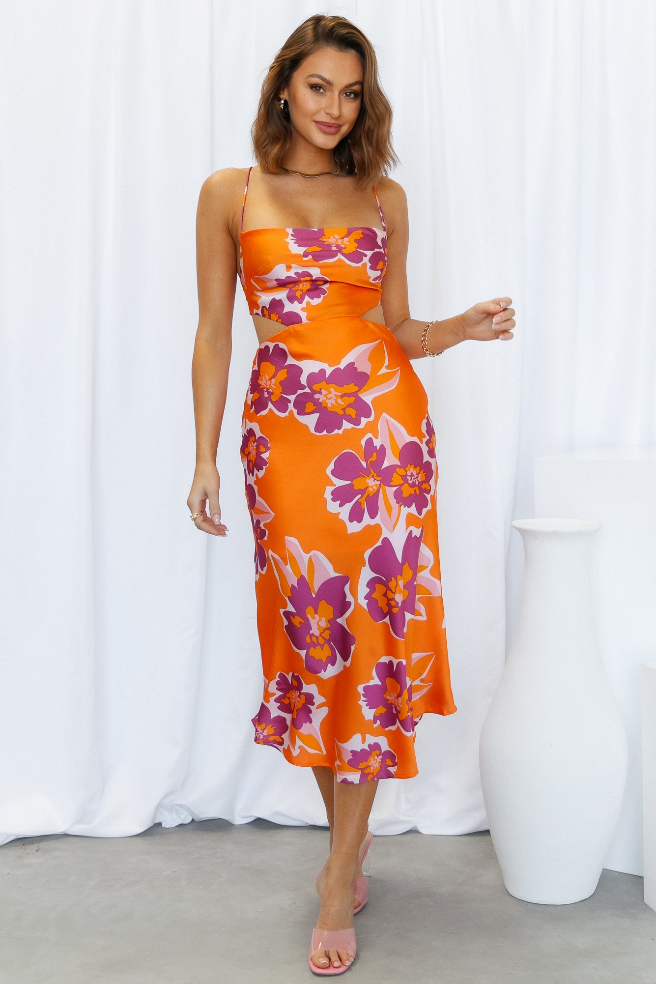 Flower Picking Maxi Dress Orange