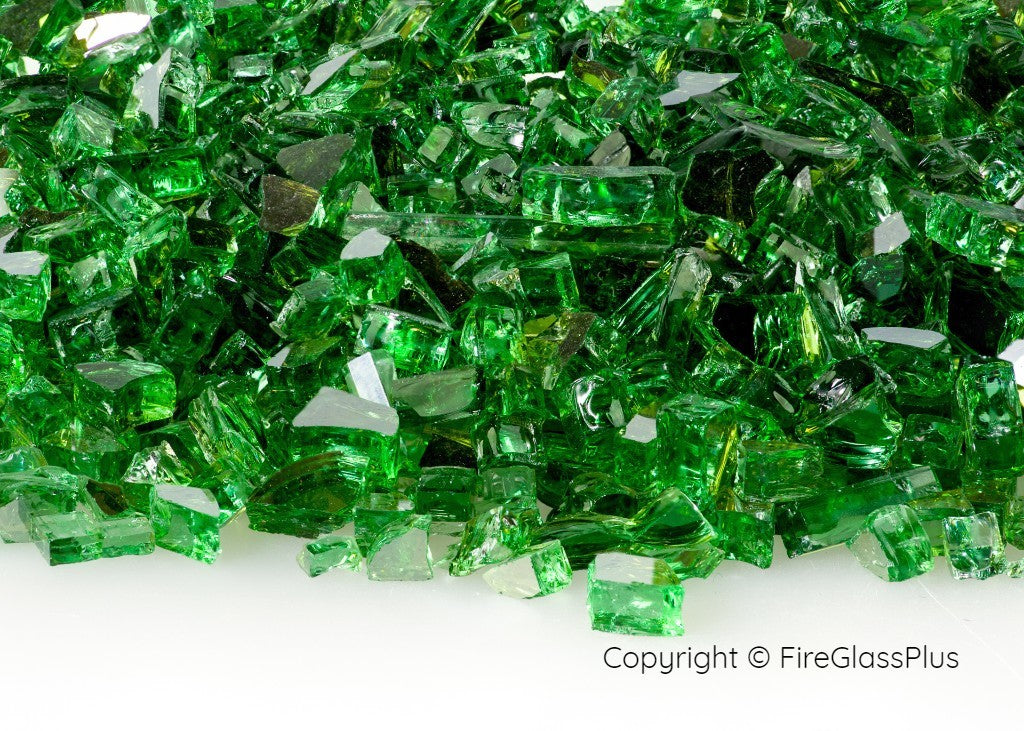 Fire Glass Plus Emerald Reflective 1/4 Fire Glass 10LBS