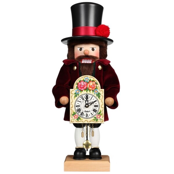 19.5 Black，White，Red Black Forest Man Christmas Nutcracker Clock