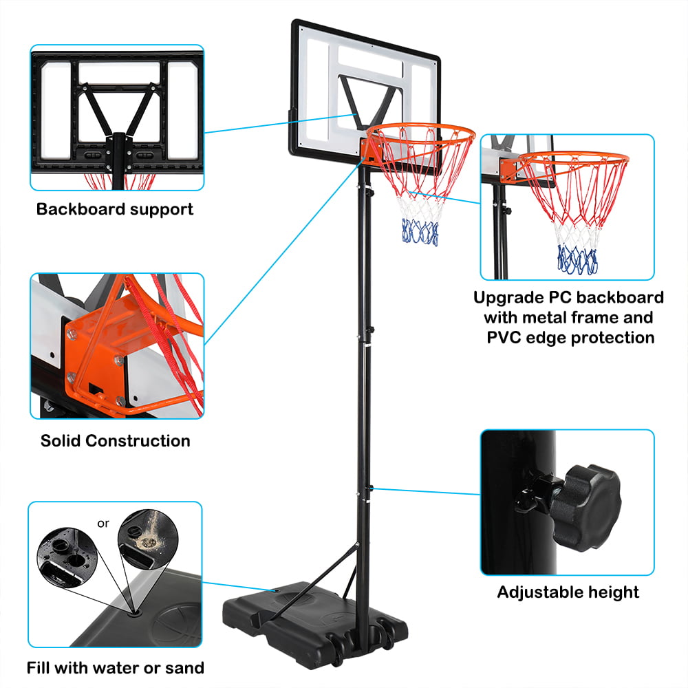 SalonMore Portable Basketball System Hoop， 7 to 10 Ft. Height Adjustable Indoor and Outdoor Stand