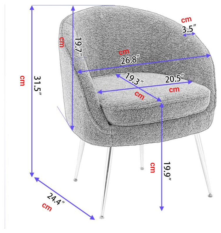 Teddy Fabric Accent Armchair With Electroplated Chrome Legs   Midcentury   Armchairs And Accent Chairs   by Miron Demid LLC  Houzz