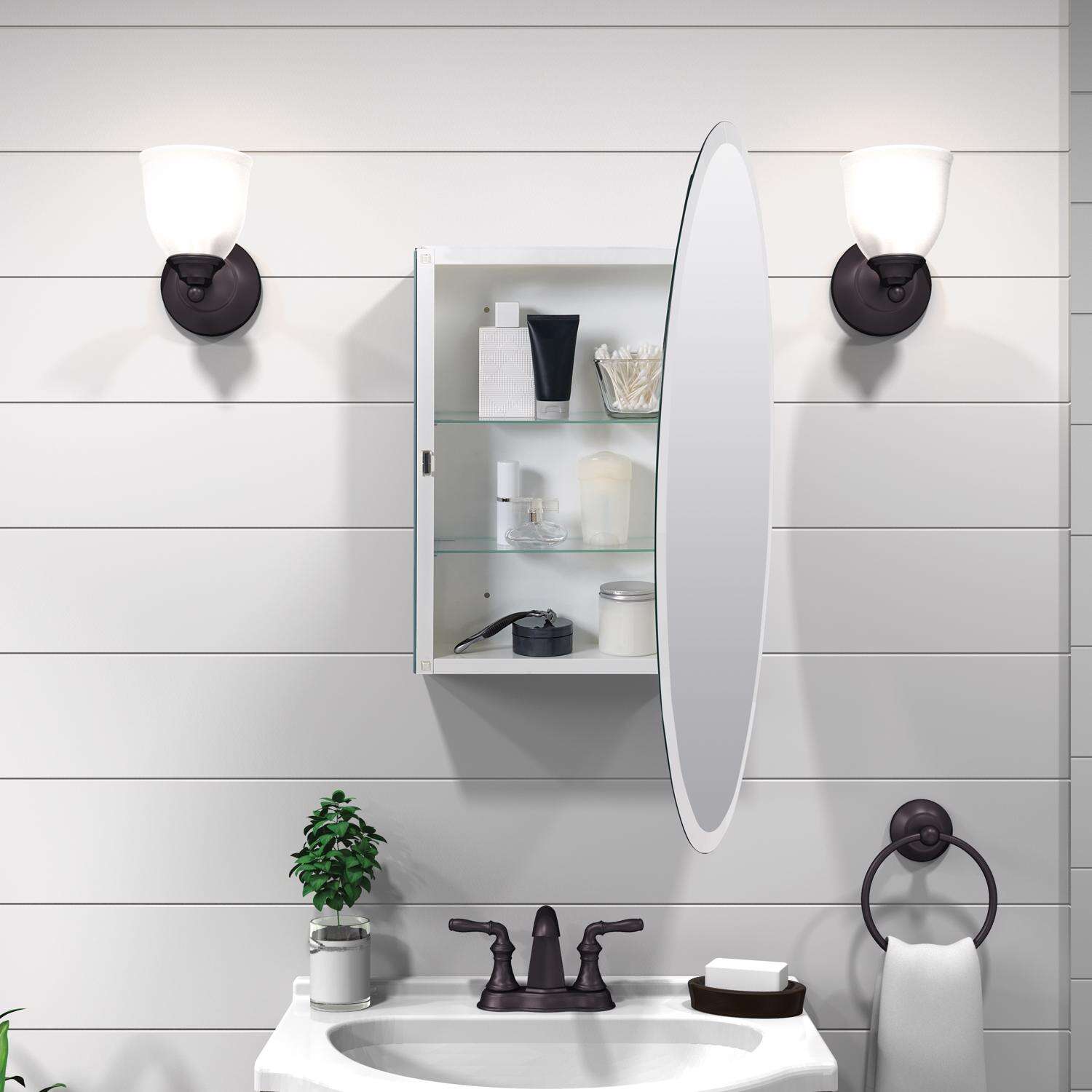 Zenith Products 31 in. H X 21 in. W X 4 in. D Oval Medicine Cabinet/Mirror