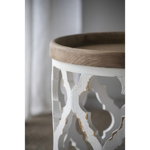 23 Large Distressed White Side Table