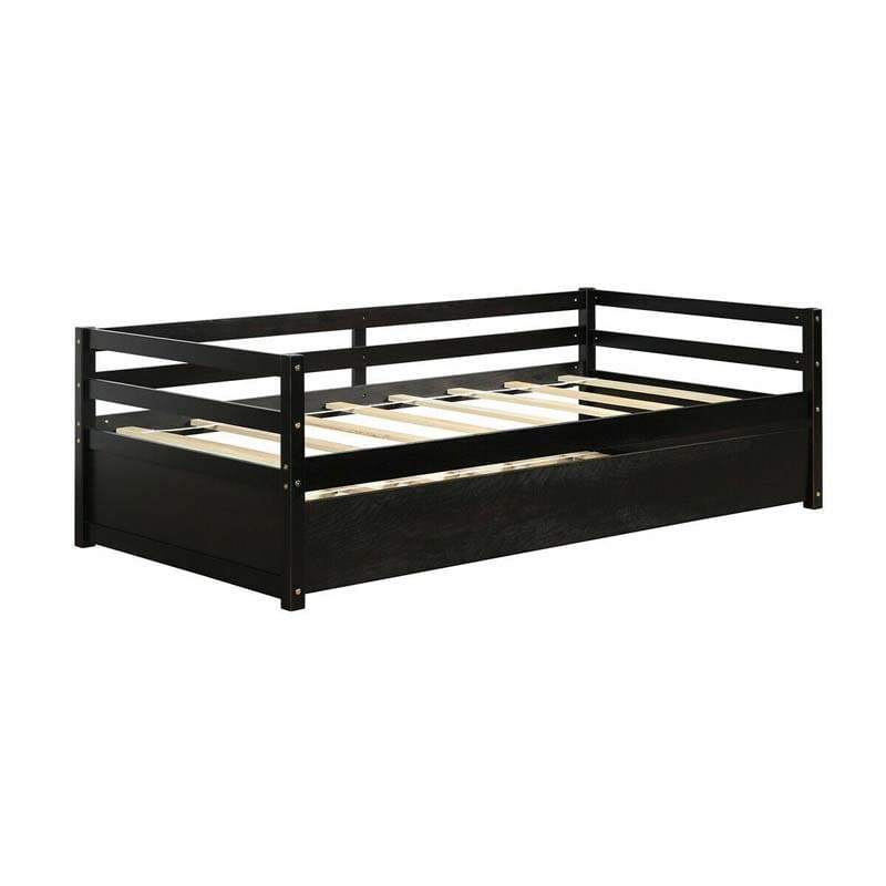 Wooden Twin Daybed with Trundle & Durable Slat Support, Standard Twin Bed Frame Sofa for Guest Children Living Room