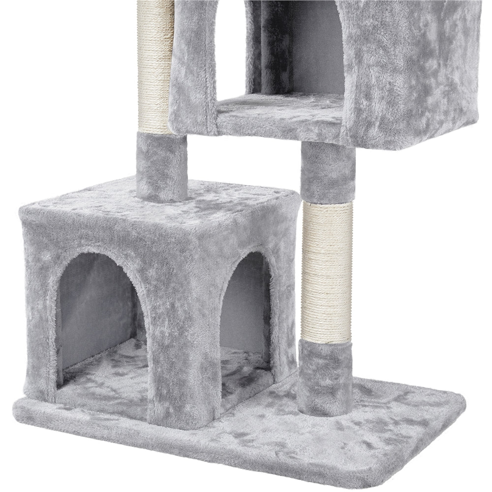 Yaheetech 33.5inch Multilevel Cat Tree House with Scratching Posts Basket Perch Platform for Small Medium Cats， Light Gray