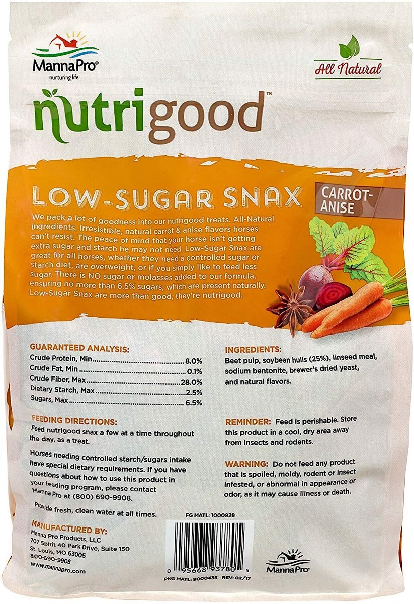 Manna Pro NutriGood Low-Sugar Snax Carrot-Anise Flavor Horse Treats