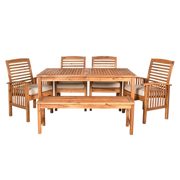 Ravenscroft 6pc Acacia Wood Patio Dining Set Saracina Home Weather resistant Outdoor Dining Furniture With Cushions