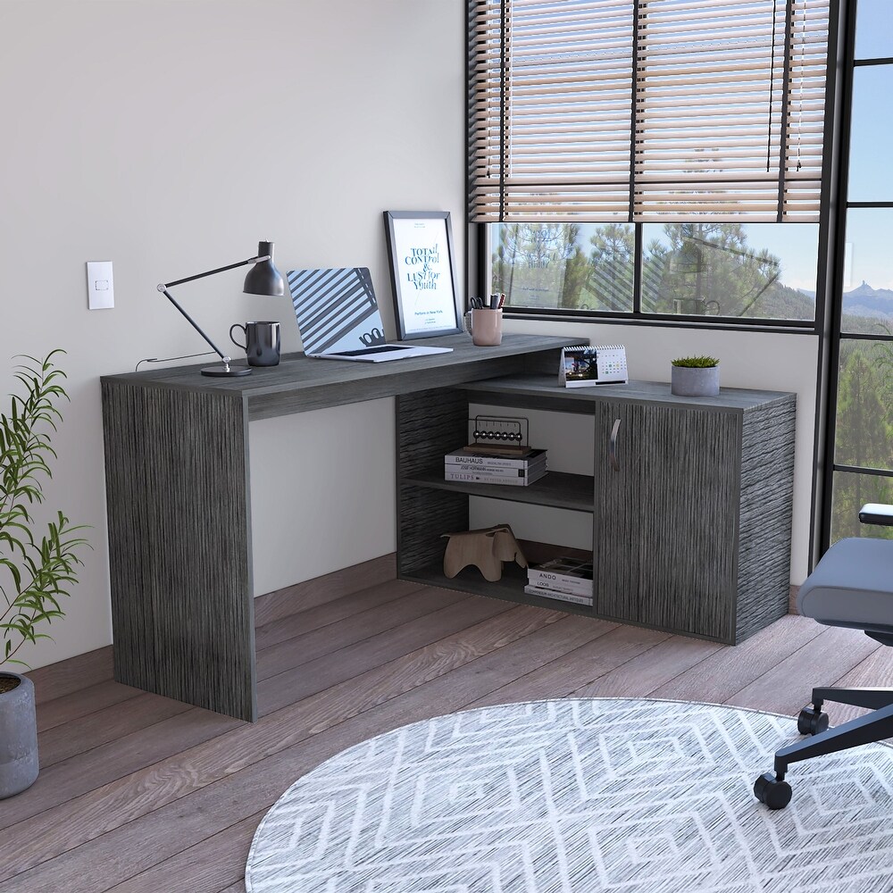 Boston L Shaped Desk  Single Door Cabinet And 2 Interior Shelves