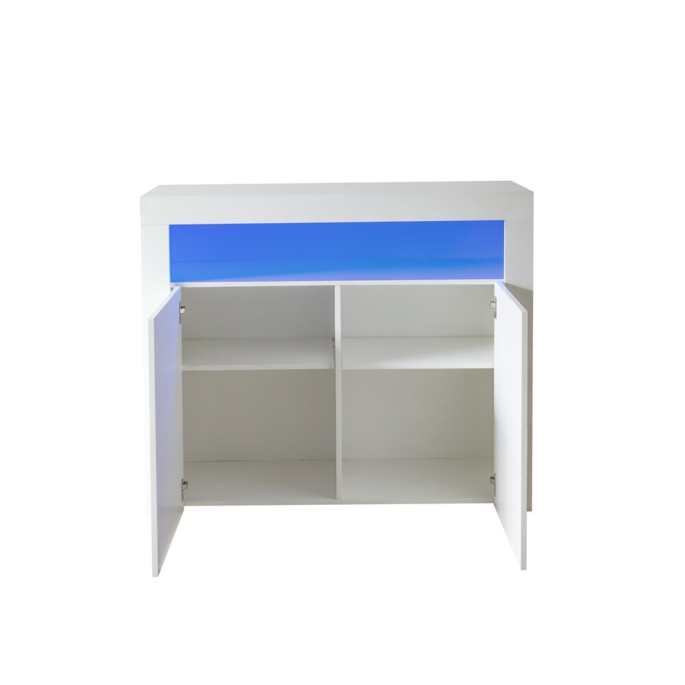 Modern Sideboard Storage Cabinet with LED Light and 2 Doors