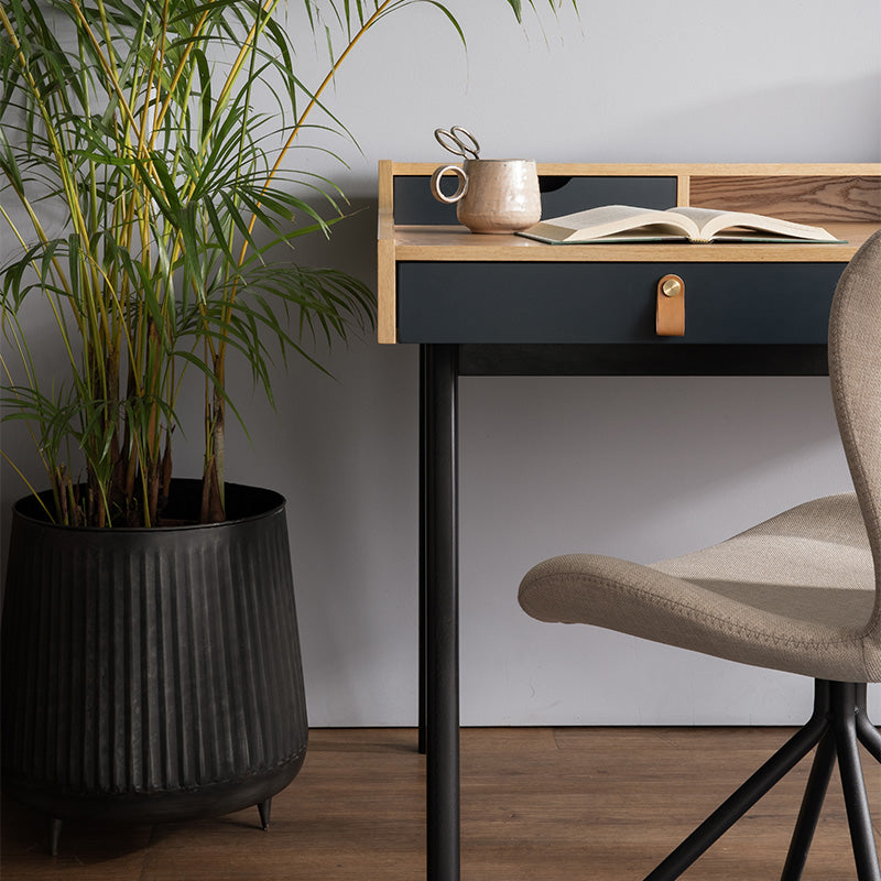 CASTOR Study Desk 110cm - Natural, Navy Blue & Black