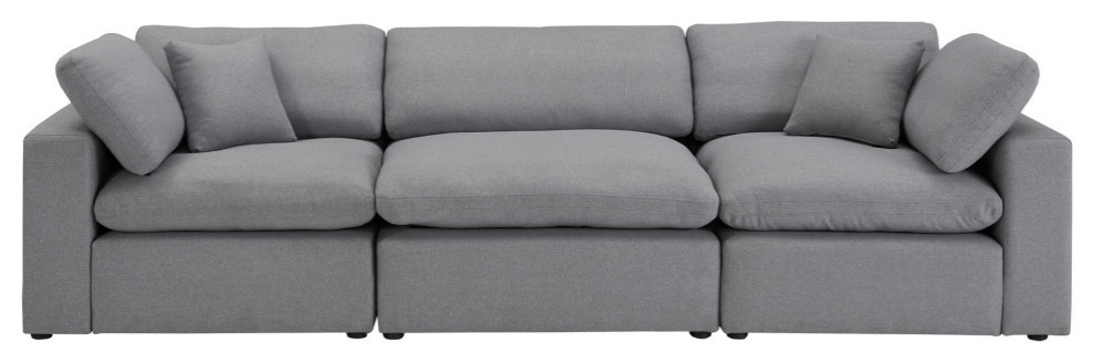 Avilla Grey Linen Weave Down Blend Sofa   Transitional   Sofas   by Inspire Q  Houzz