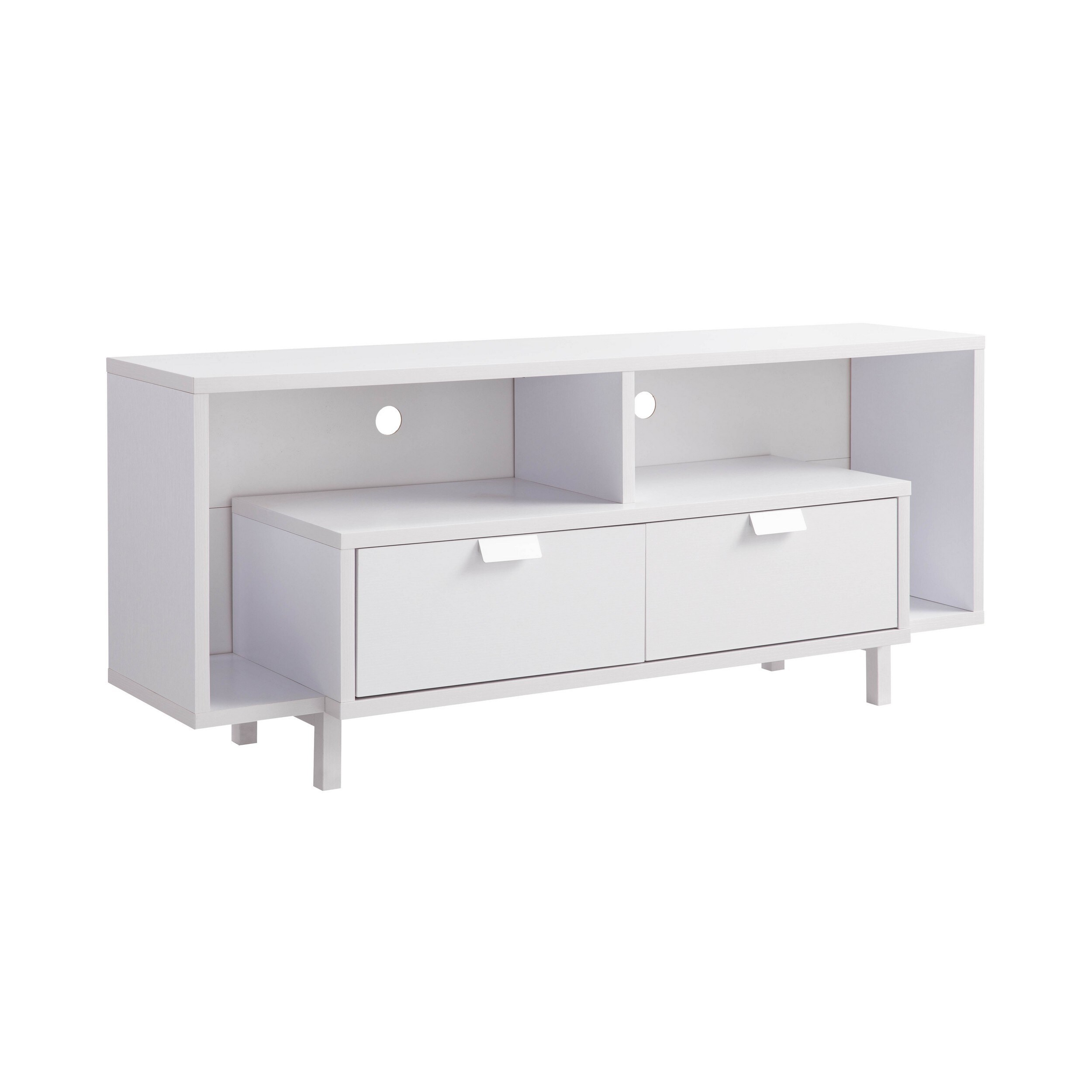 Jett 60 Inch TV Media Entertainment Console， 2 Drawers， 2 Shelves， White