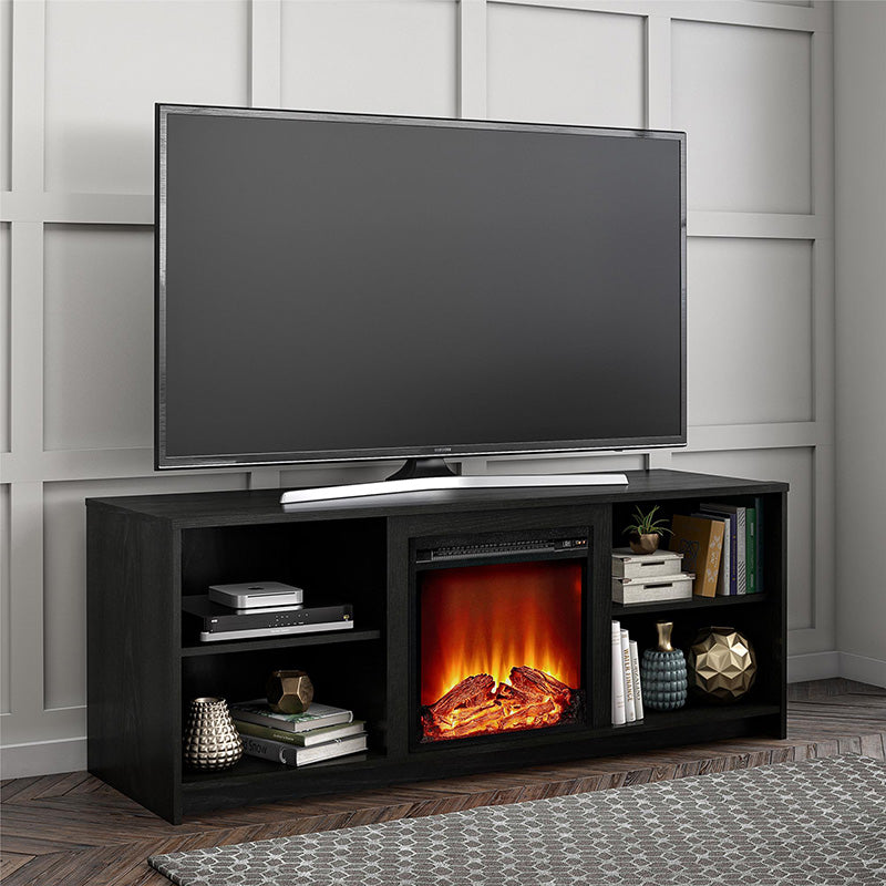 Mainstays Fireplace TV Stand for TVs up to 65", Black Oak