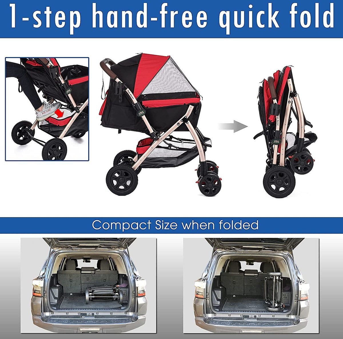 HPZ Rover G2 Premium Expandable No-Zip Dog and Cat Stroller