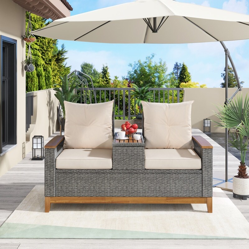 Outdoor Comfort Adjustable Loveseat  Patio Outdoor Couch Armrest With Storage Space  Suitable for Courtyards  Balconies