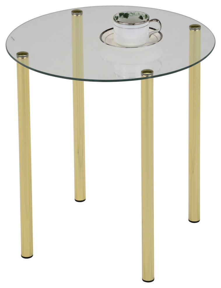 Nance 18 quotRound Modern Accent Side End Table  Brass Metal and Glass   Contemporary   Side Tables And End Tables   by Pilaster Designs  Houzz