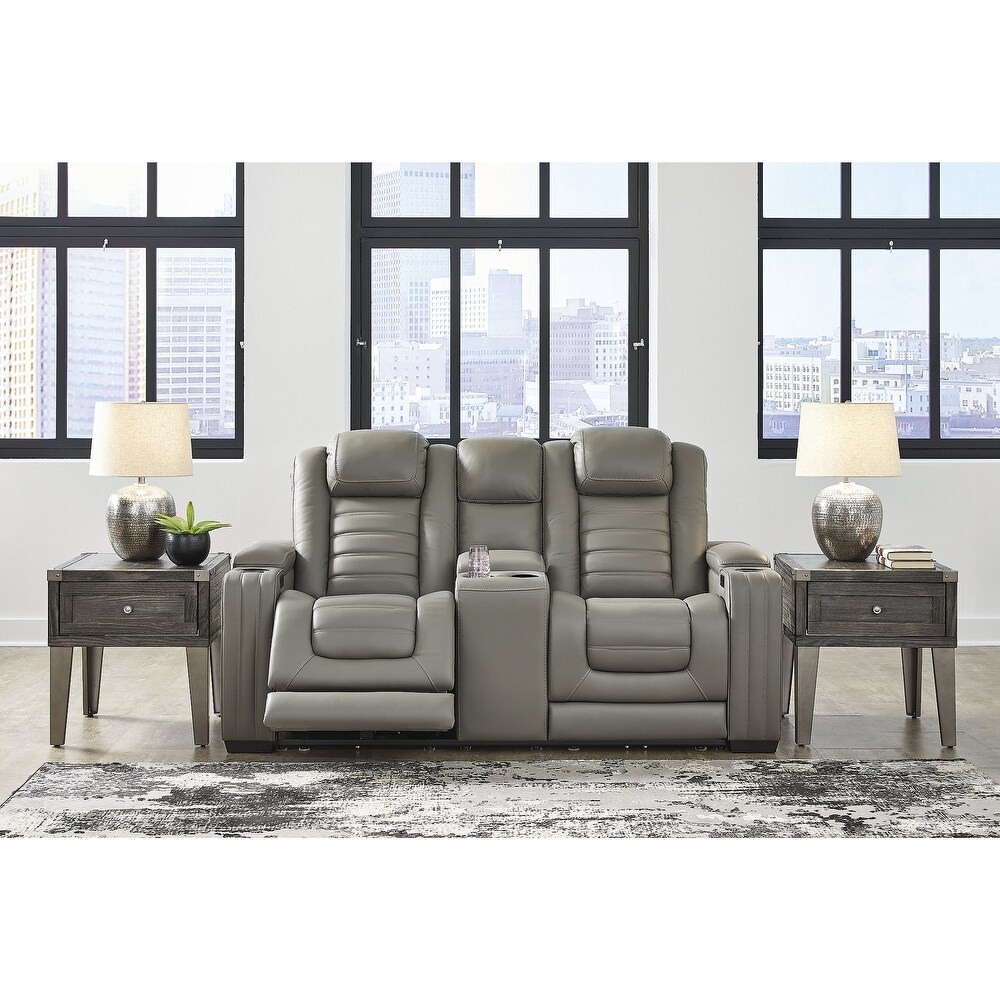 Signature Design by Ashley Backtrack Power Reclining Loveseat with Console and Adjustable Headrest