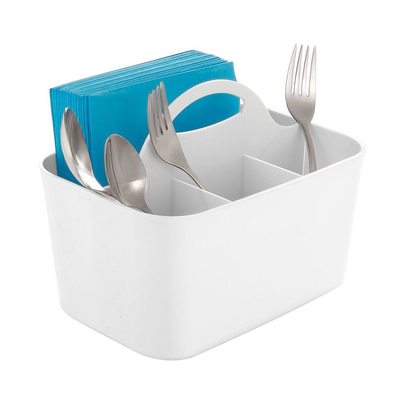 mDesign Plastic Cutlery Storage Organizer Caddy Tote Bin