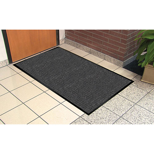 Genuine Joe Vinyl Backed Vinyl Floor Mat | 4' x 6'， Charcoal | GJO55461