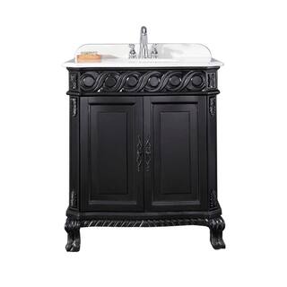 OVE Decors Thurles 30 in. Vanity in Black Antique with Cultured Marble Vanity Top in White with White Basin VVAR-THUR30-031