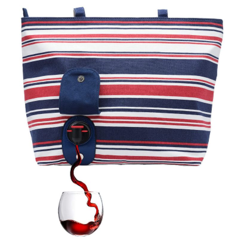 Canvas Wine Purse with Hidden Insulated Compartment and Dispenser Flask