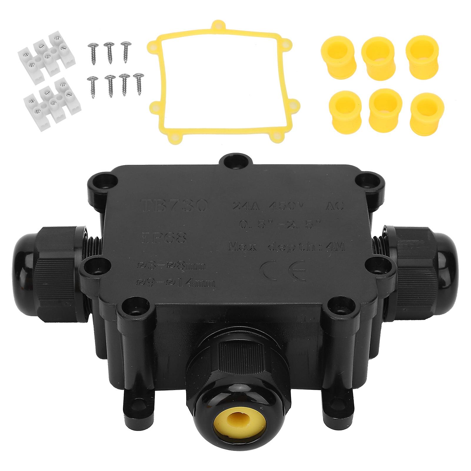 Waterproof Junction Box 3 Way Outdoor Electrical Cable Connector Case Ip68 Tb730