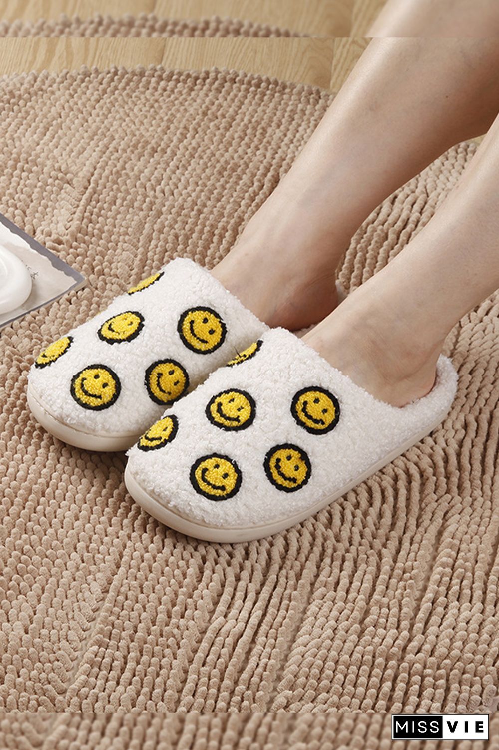 Smiles Knit Fluffy Slippers