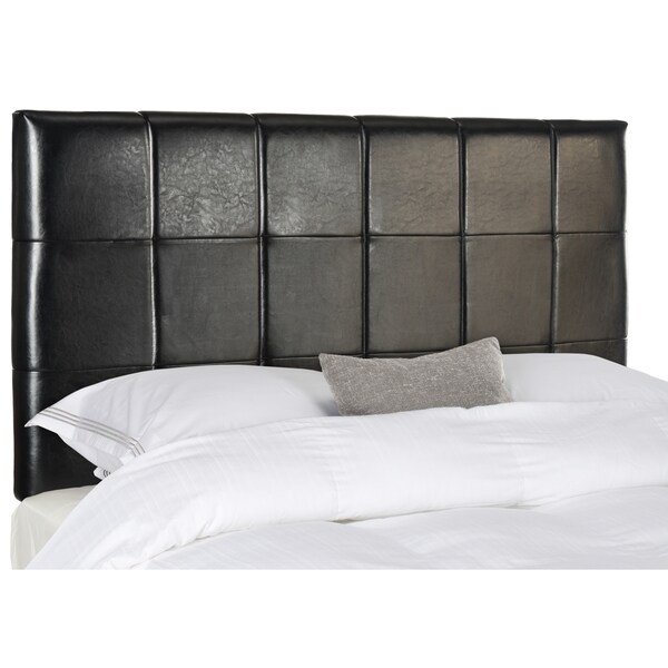 SAFAVIEH Quincy Black Leather Box Quilted Upholstered Headboard (King) - - 11098637