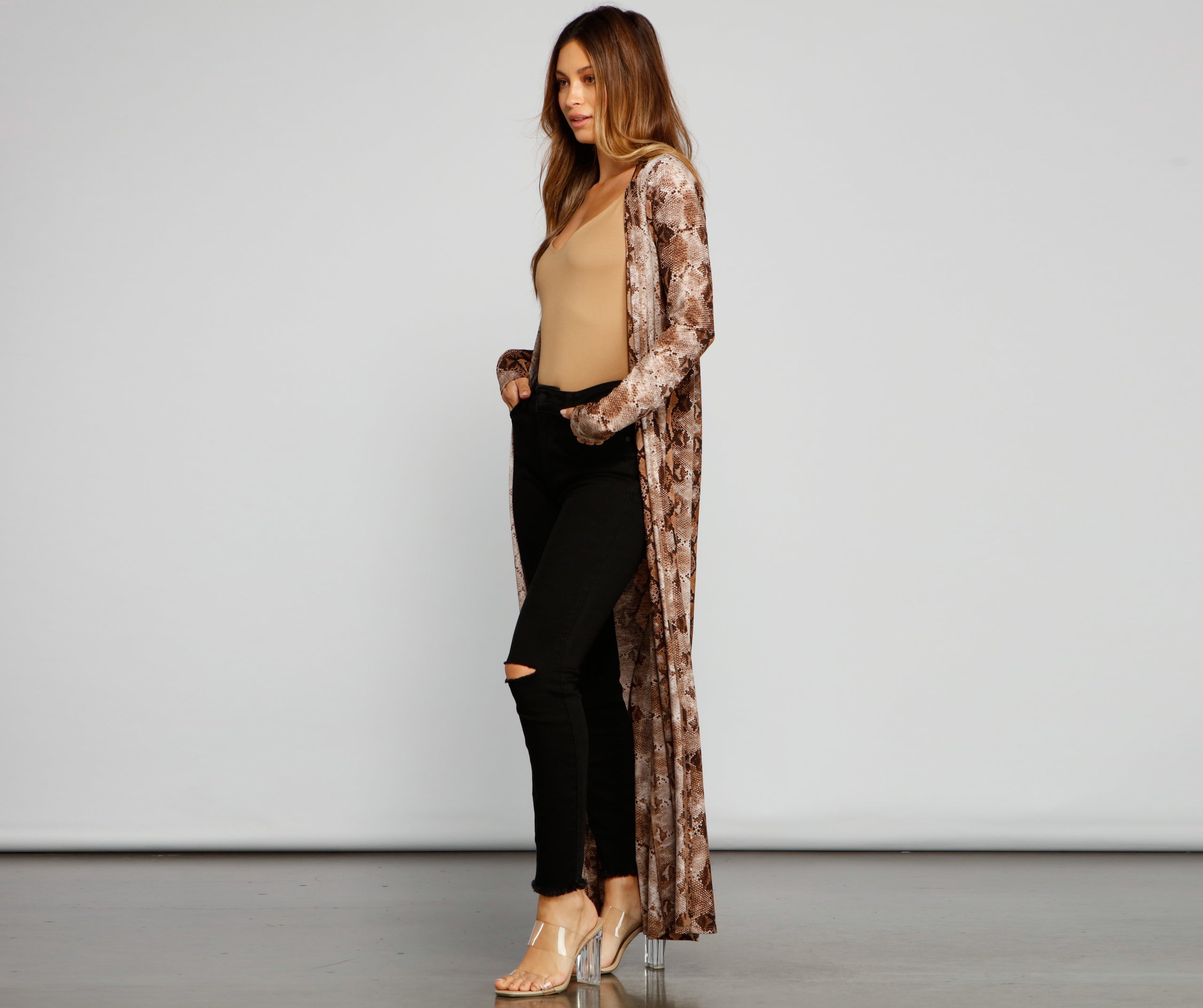 Stylish And Sassy Snake Knit Duster