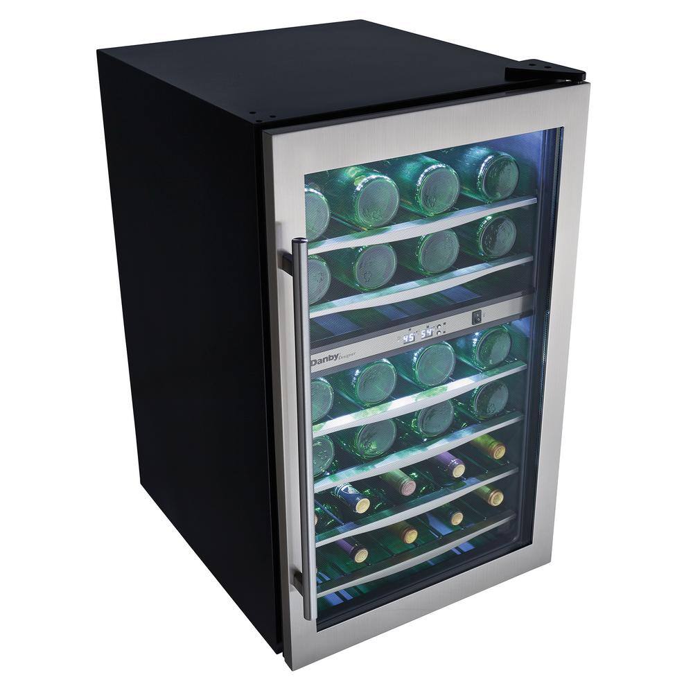 Danby Designer 19.44 in. 38-Bottle Freestanding Dual-Zone Wine Cooler DWC040A3BSSDD