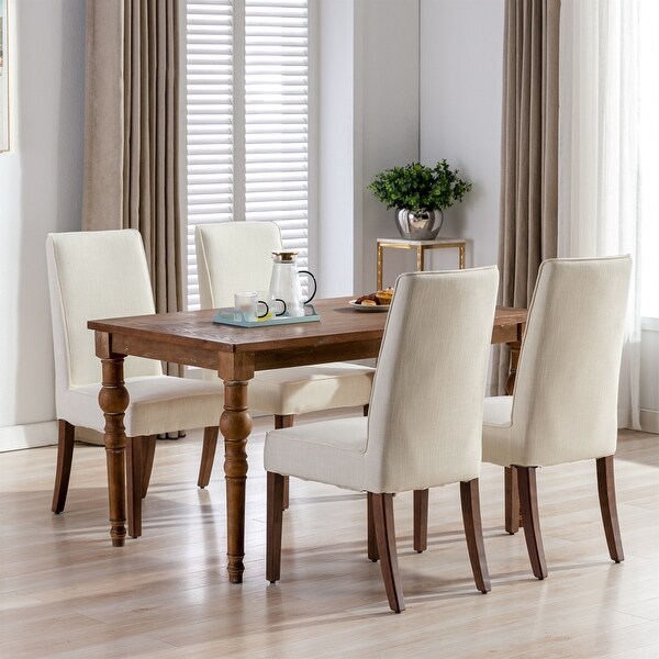 2 PCS Dining Chair Upholstered Chair with Solid Wood Legs for Dining