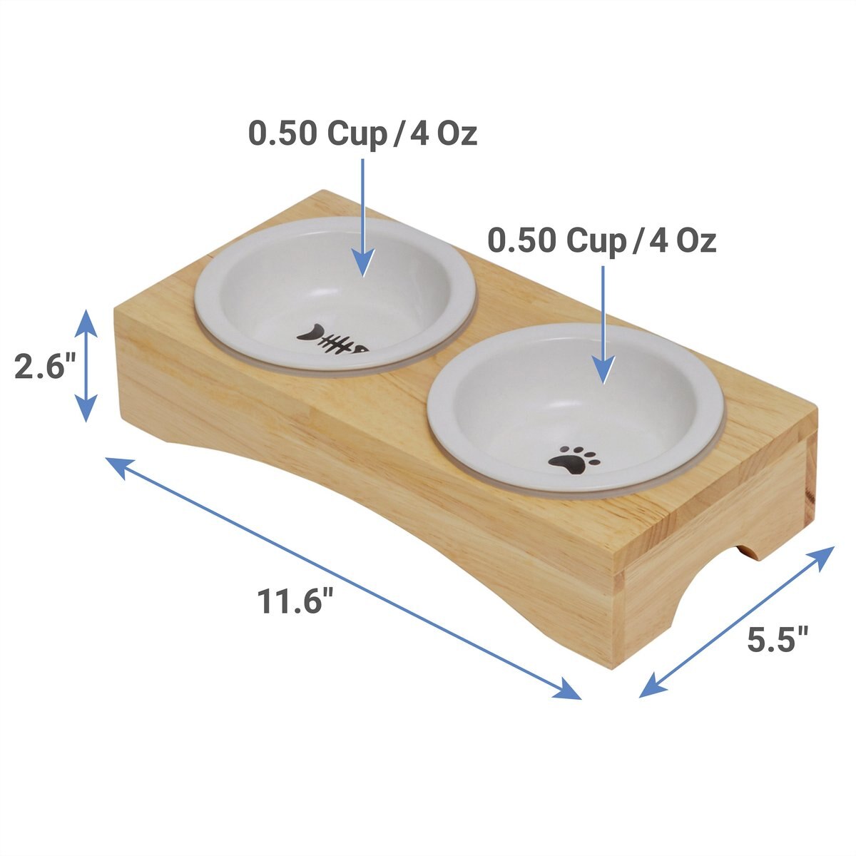 Frisco Double Elevated Cat Bowl with Wood Stand